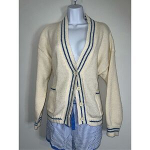 Women’s Striped Cream Cardigan Sweater SMALL